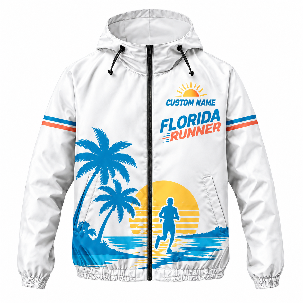 Custom Name Florida Sunshine Runner Florida Running Windbreaker Jacket