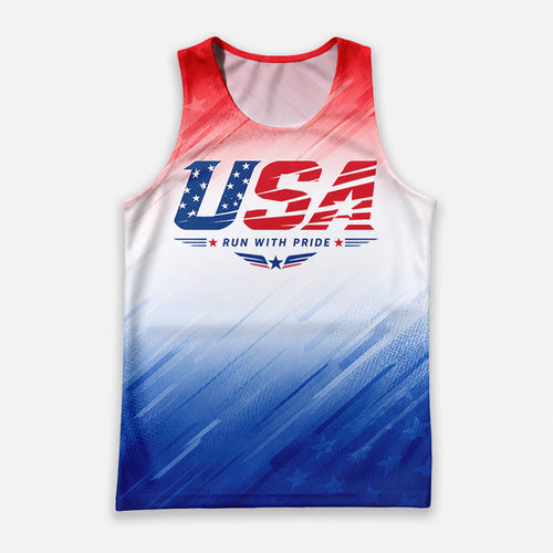 Patriotic Tech Running Tank Top - USA Pride Running Singlet