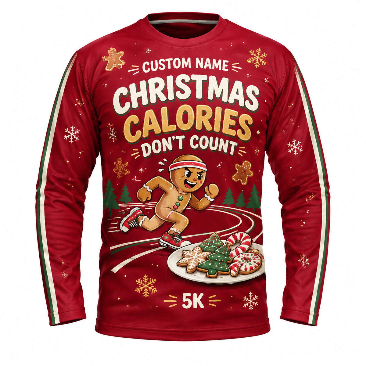Custom Name Christmas Calories Don’t Count Running Long Sleeve Shirt