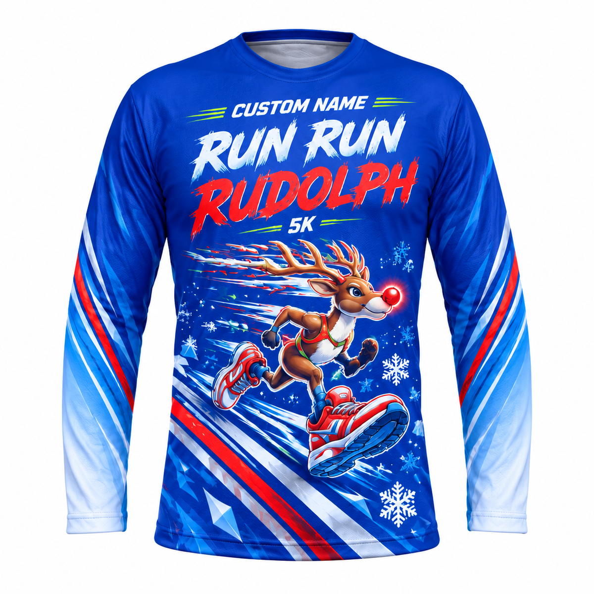 Custom Name Run Run Rudolph Running Long Sleeve Shirt