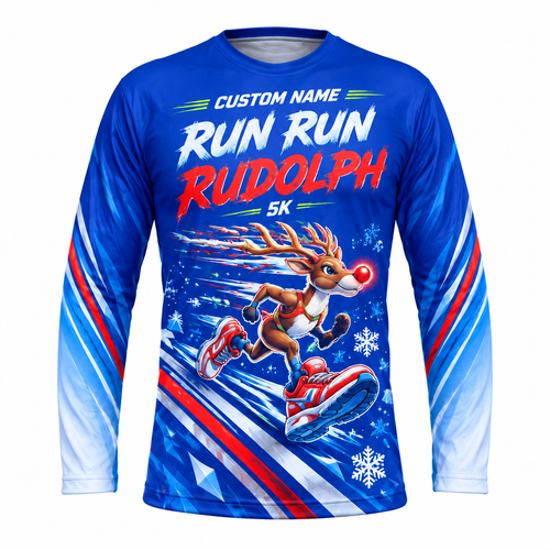 Custom Name Run Run Rudolph Running Long Sleeve Shirt