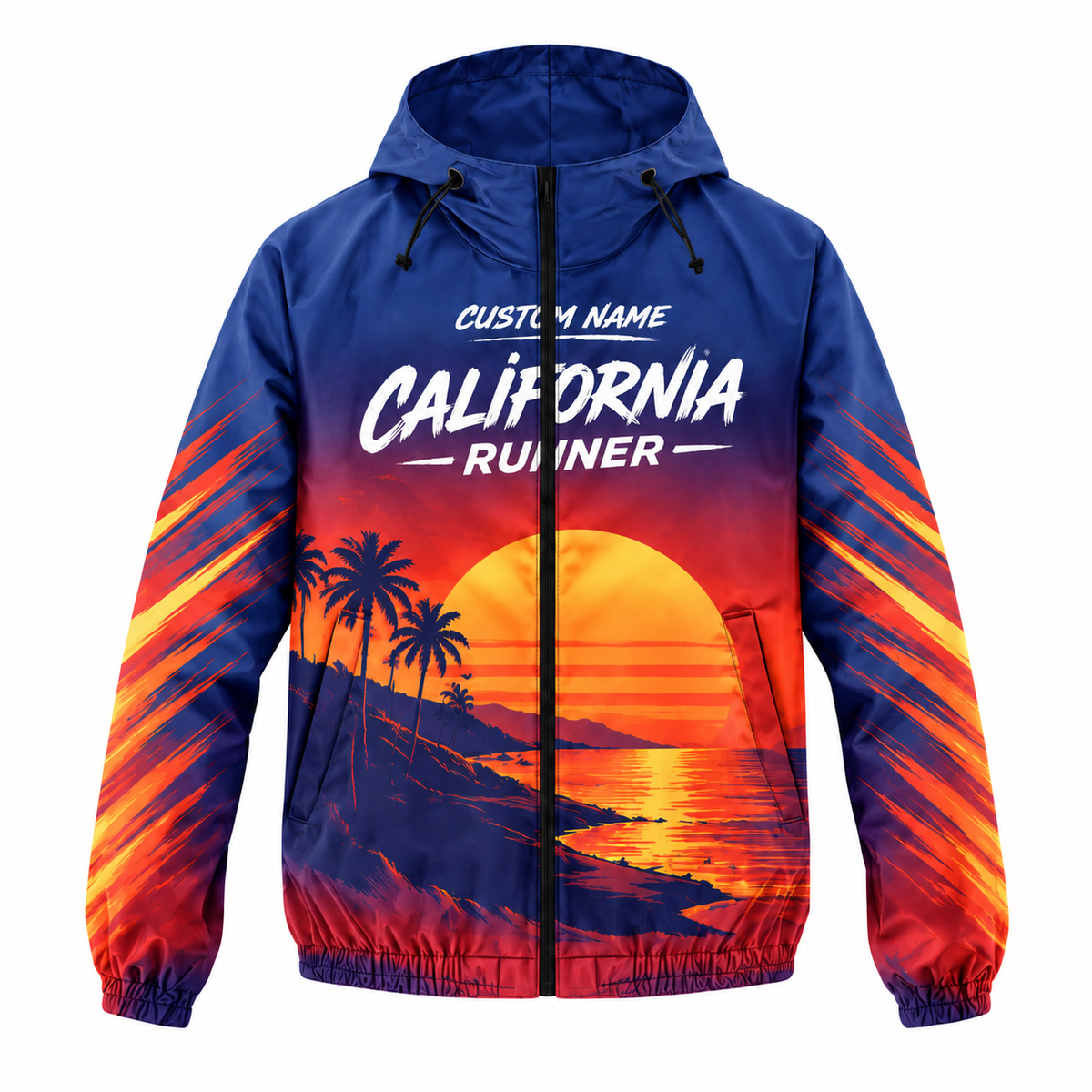 Custom Name California Sunset Runner Running Windbreaker Jacket