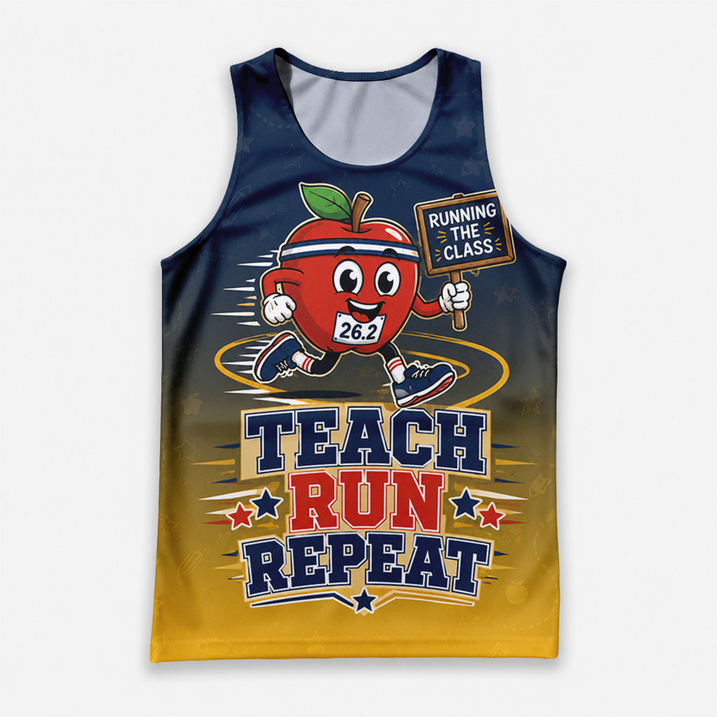 Teacher Running Tank Top Retro School Spirit Varsity Style Tech Running Singlet