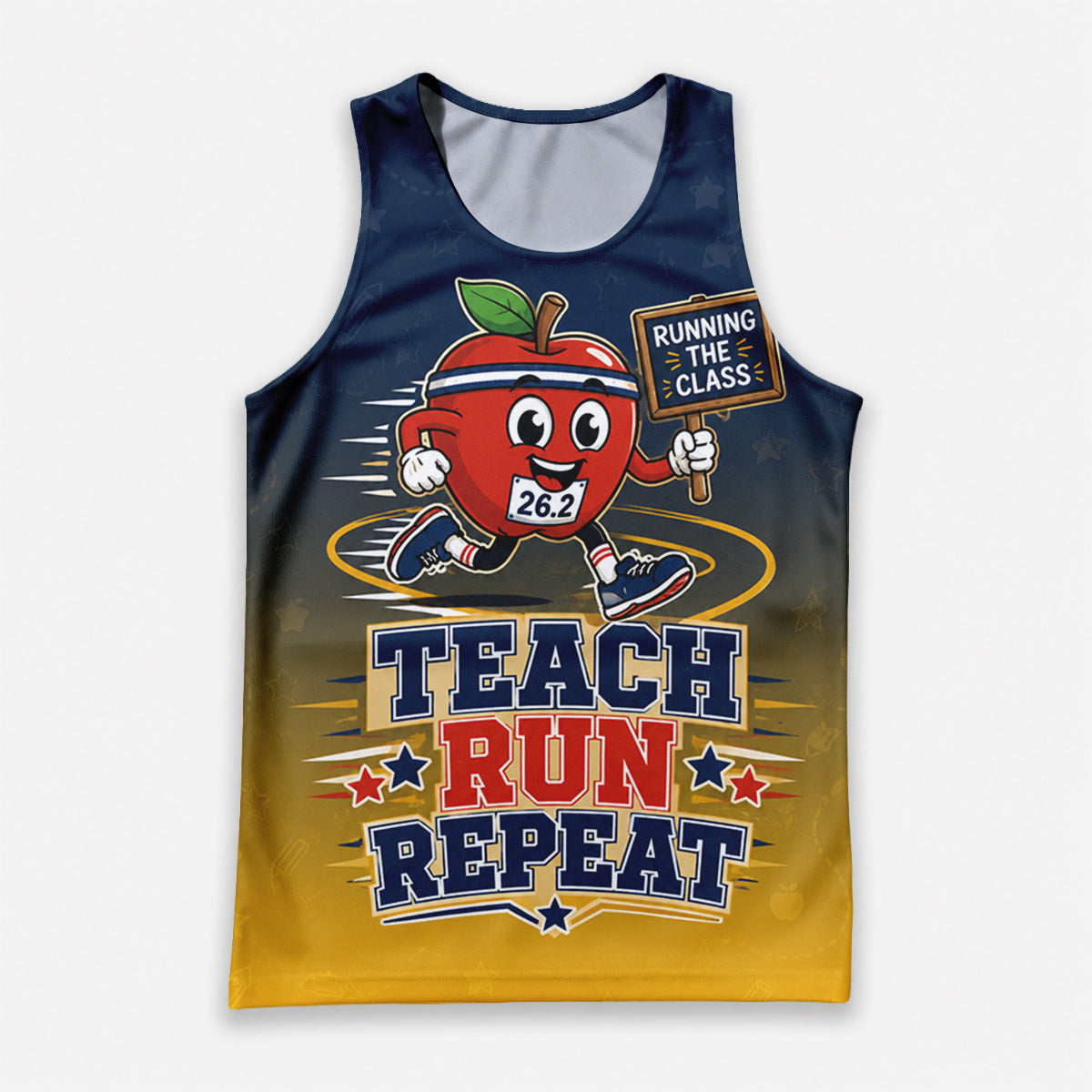 Teacher Running Tank Top Retro School Spirit Varsity Style Tech Running Singlet