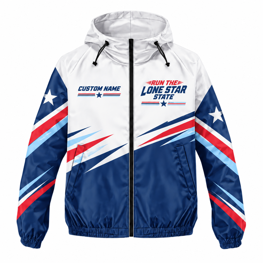 Custom Name Run the Lone Star State Running Windbreaker Jacket