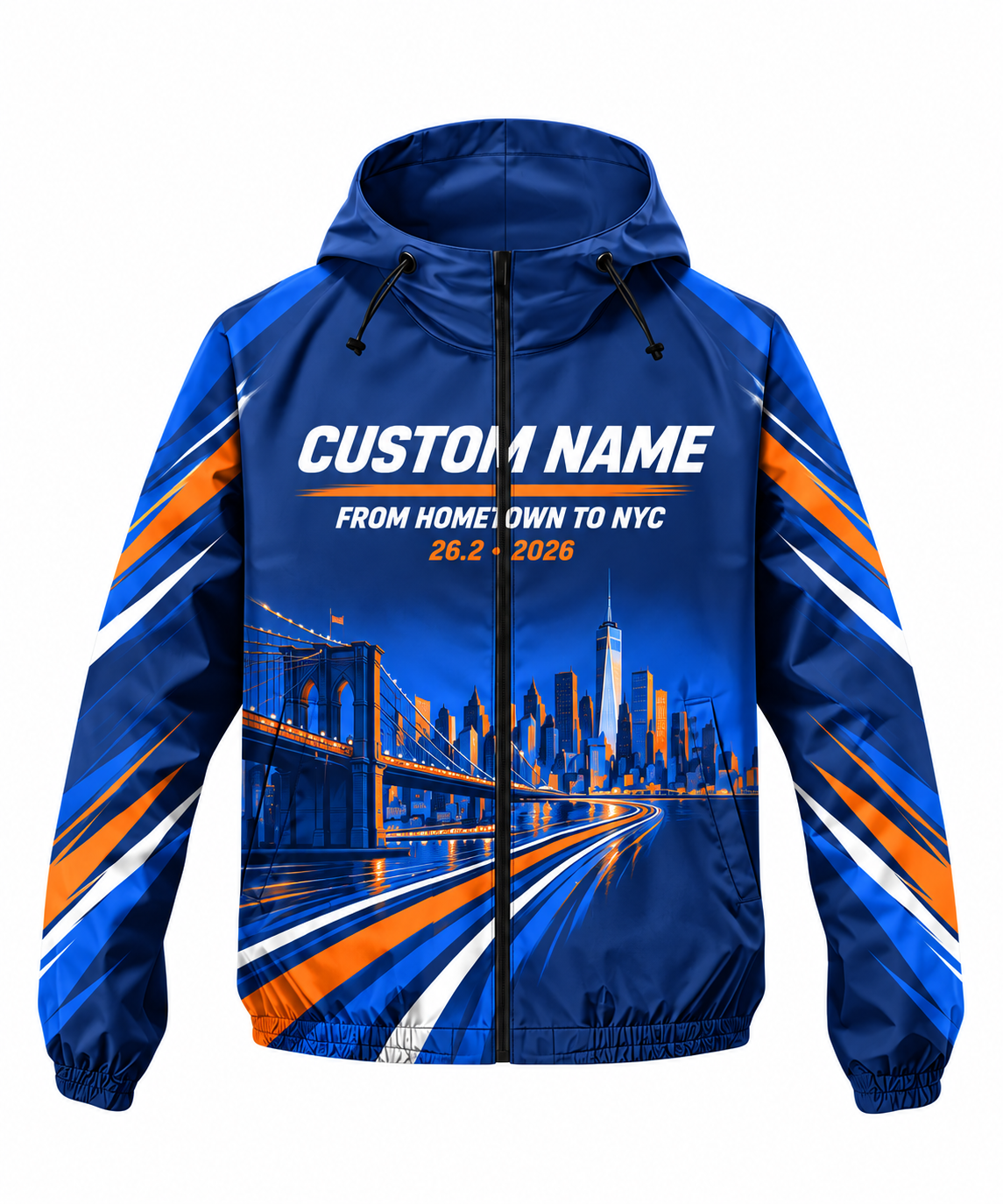 Custom Name From Hometown To NYC 26.2 Running Windbreaker Jacket