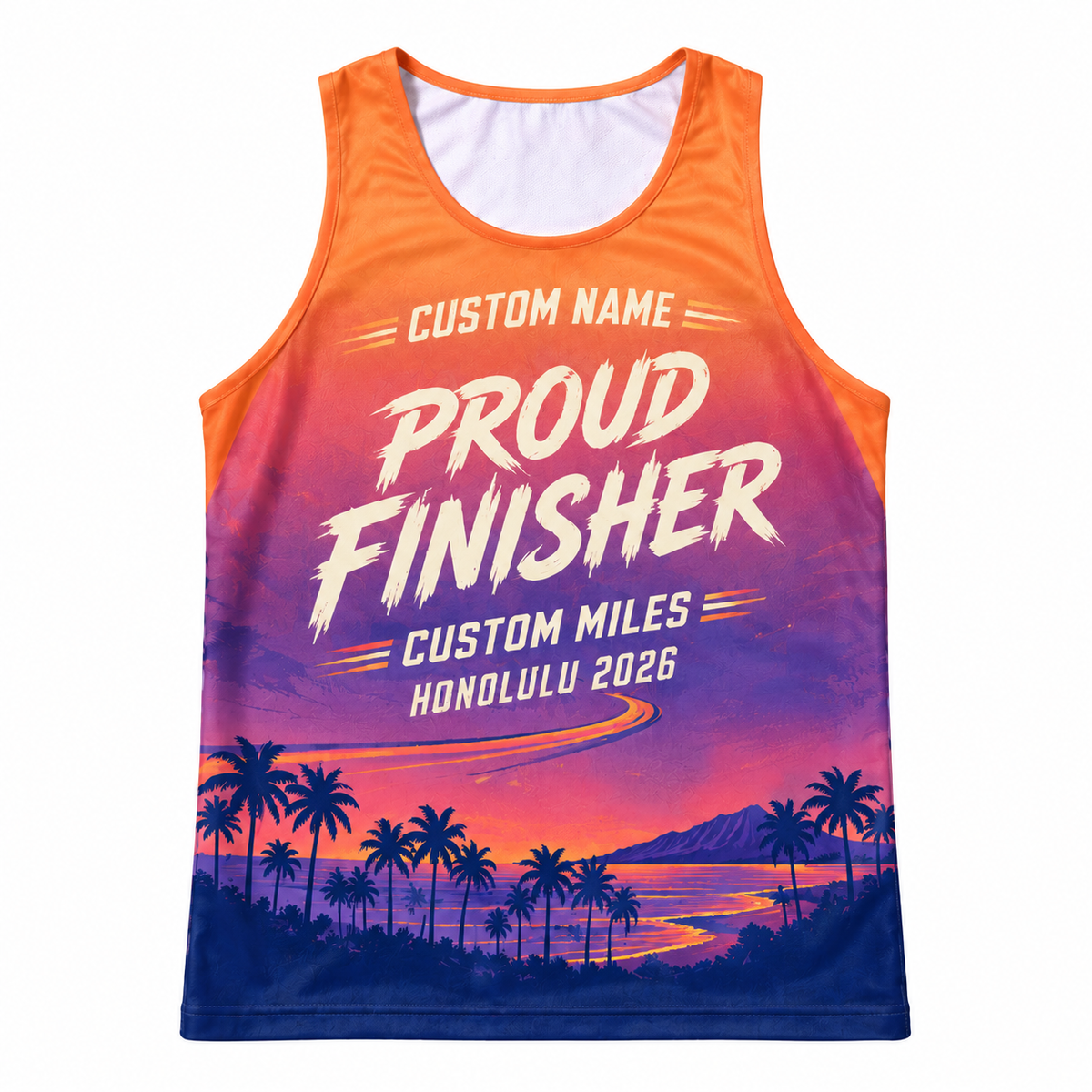 Custom Name Miles Sunset Aloha Finisher Running Tank Top