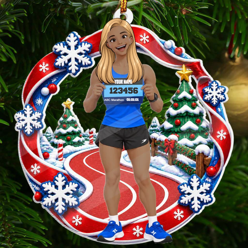 Personalized Marathon Runner Christmas Ornament