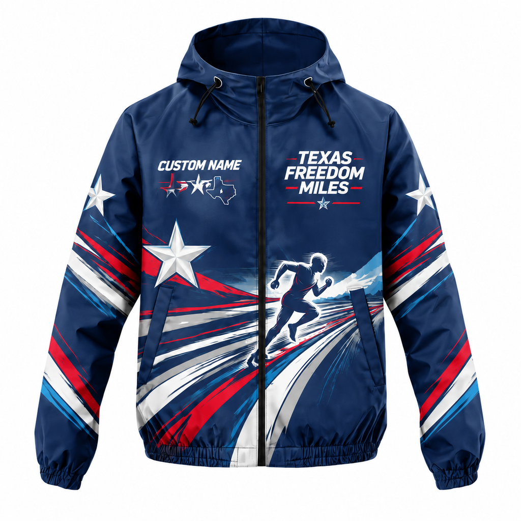 Custom Name Texas Freedom Miles Running Windbreaker Jacket