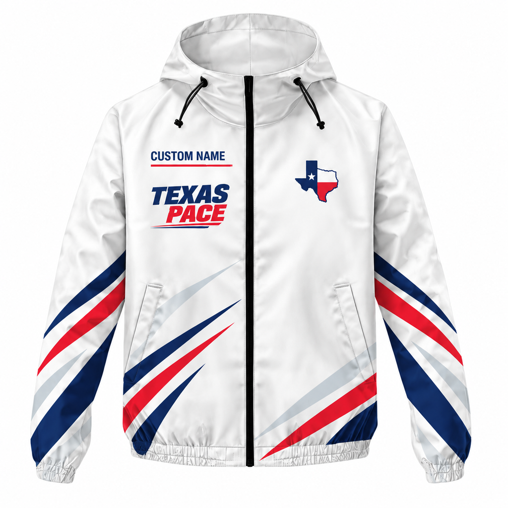 Custom Name Texas State Outline Pace Running Windbreaker Jacket