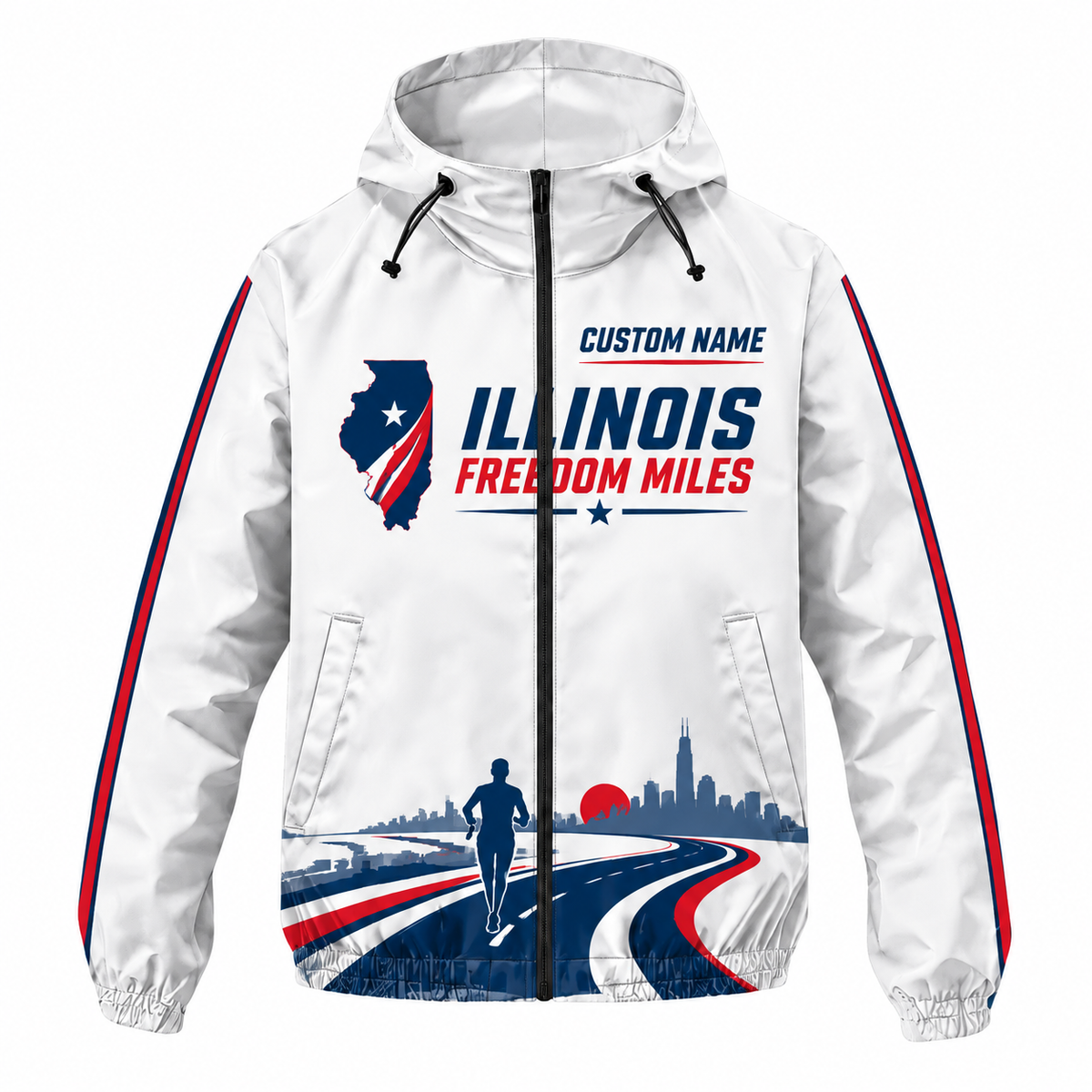 Custom Name Illinois Freedom Miles Illinois Running Windbreaker Jacket