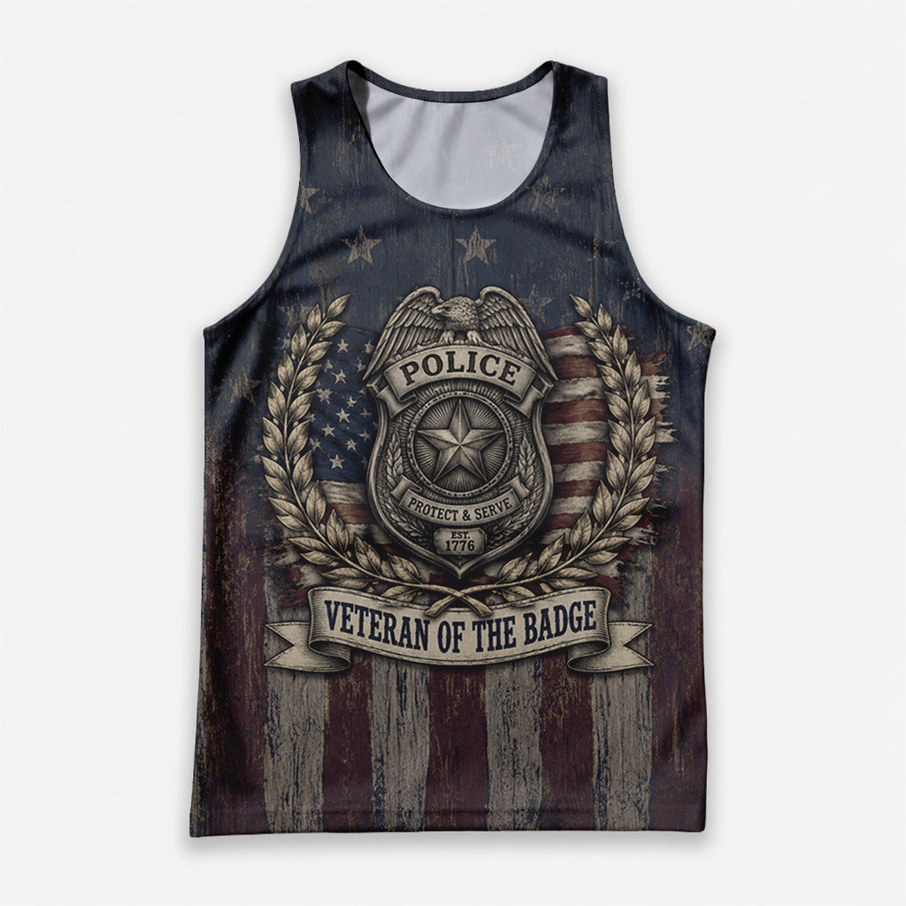 Men's Running Tank Top Police Veteran Of The Badge Running Singlet