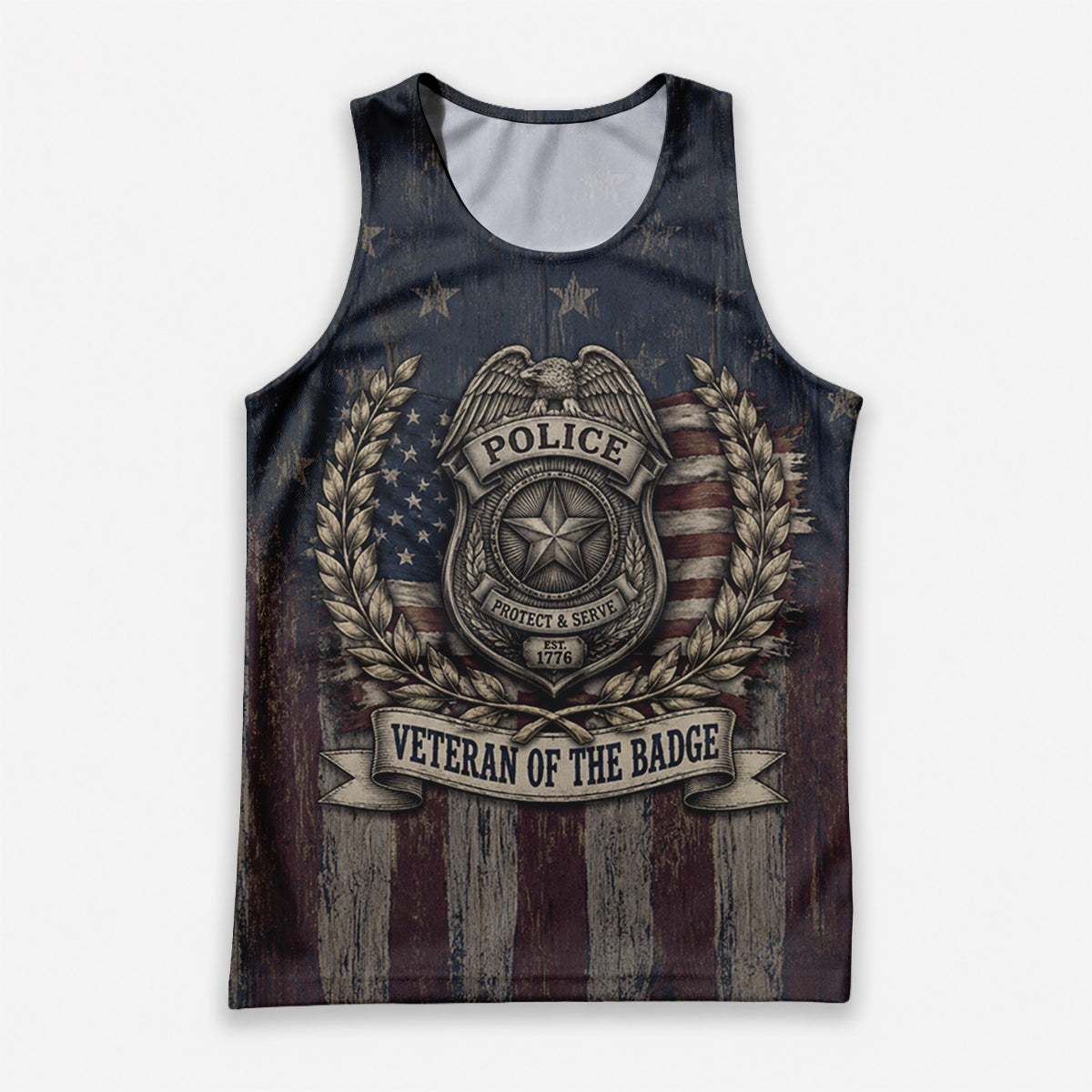 Men's Running Tank Top Police Veteran Of The Badge Running Singlet