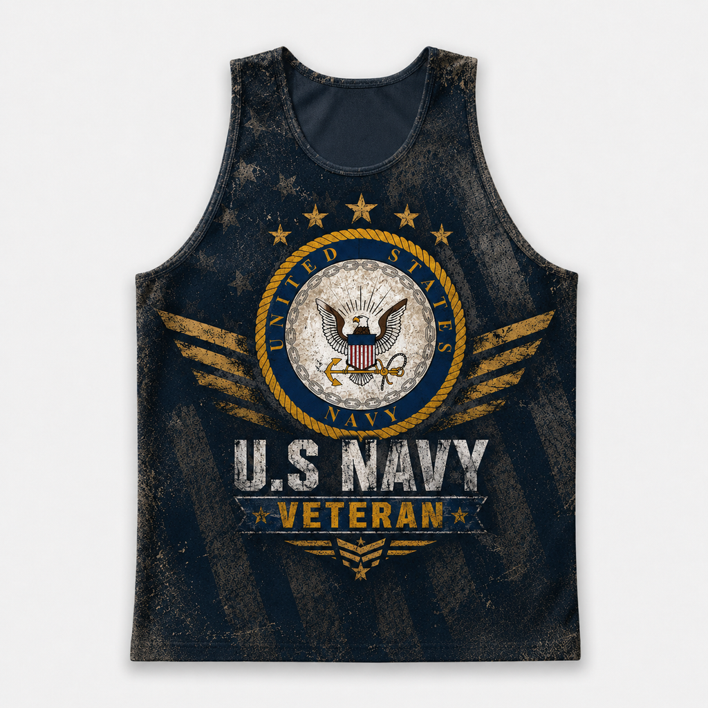 Veteran Running Tank Top - US Navy Veteran V4 Tech Singlet