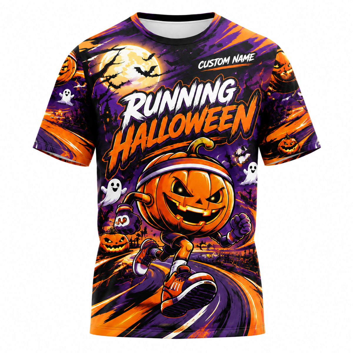 Pumpkin Pace Runner Halloween Tech Running T-Shirt
