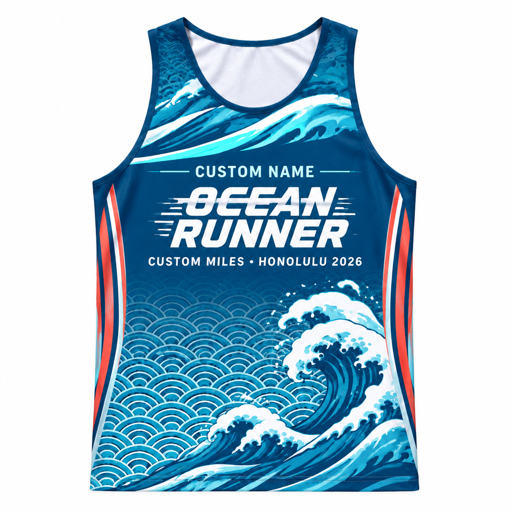 Custom Name Miles Seigaiha Ocean Runner Running Tank Top