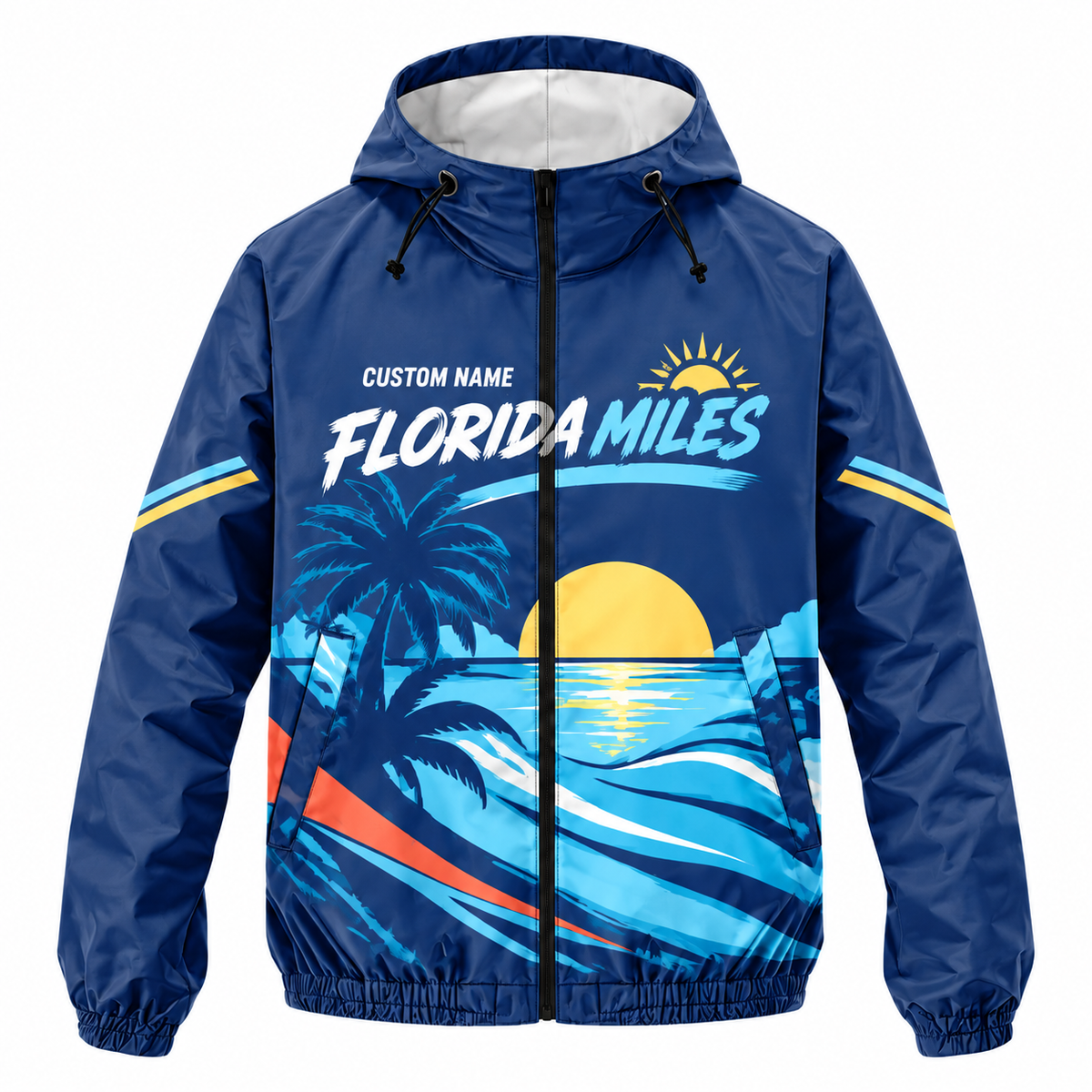 Custom Name Florida Miles & Sunshine Florida Running Windbreaker Jacket
