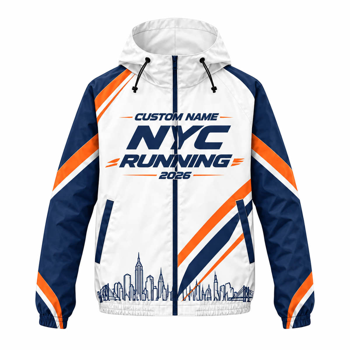 Custom Name NYC Racing Stripes Running Windbreaker Jacket