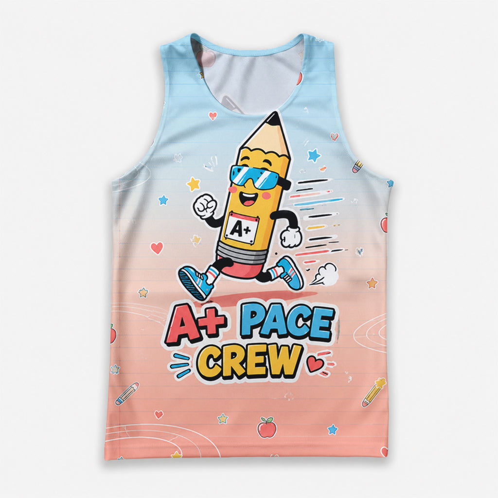 Teacher Running Tank Top Cute Classroom Mascot Style Tech Running Singlet