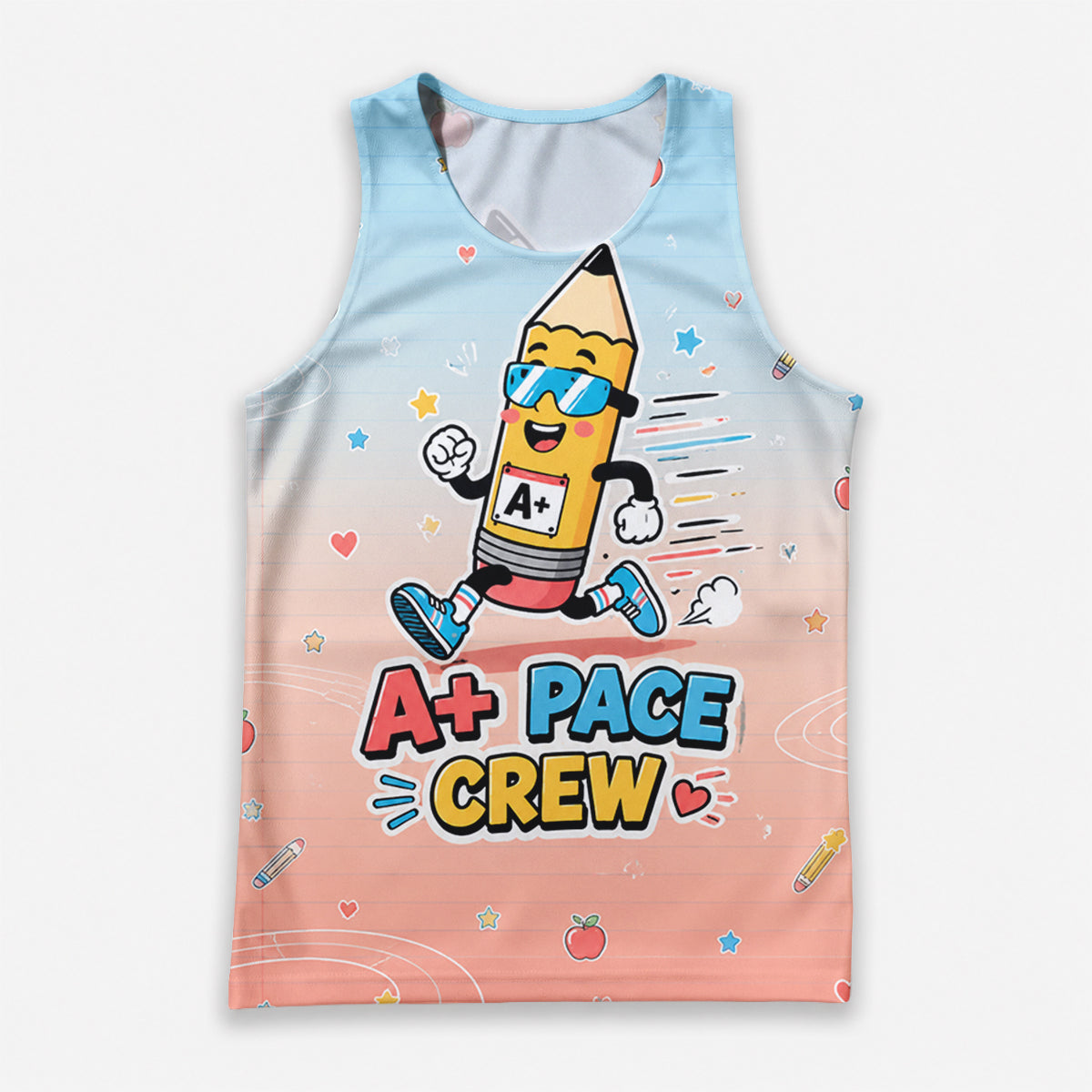 Teacher Running Tank Top Cute Classroom Mascot Style Tech Running Singlet