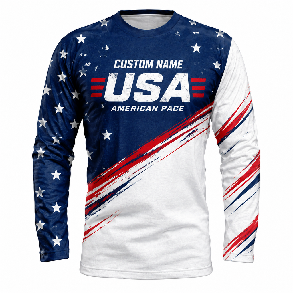 Custom Name American Pace Running Long Sleeve Shirt