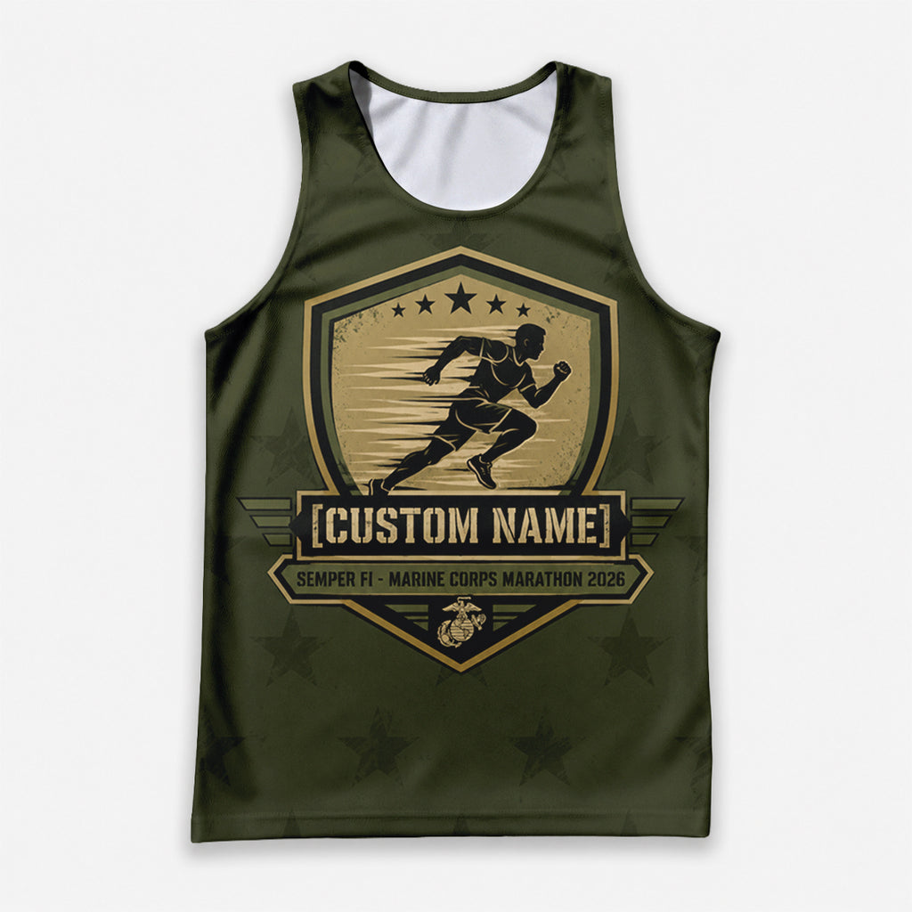 Semper Fi Shield The Marine Corp Race Day Running Tank Top