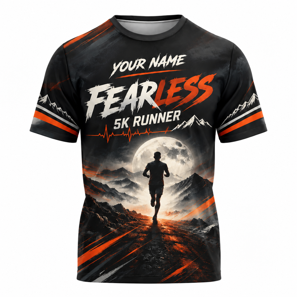 Custom Name Fearless 5K Runner Halloween Tech Running T-Shirt