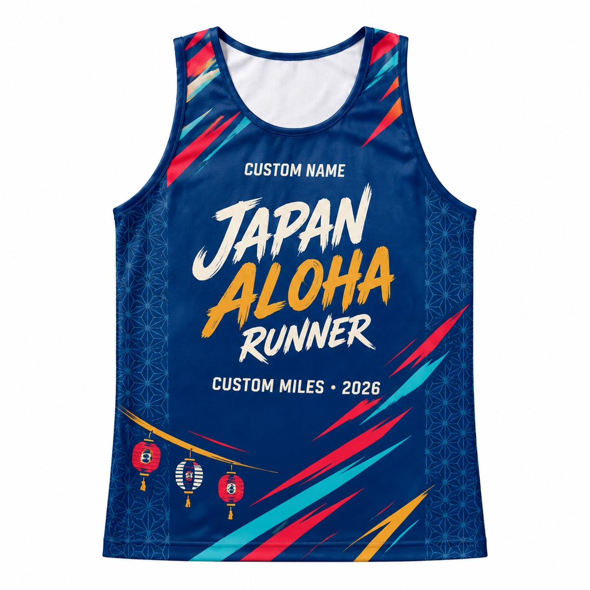 Custom Name Miles Japanese Matsuri Aloha Running Tank Top