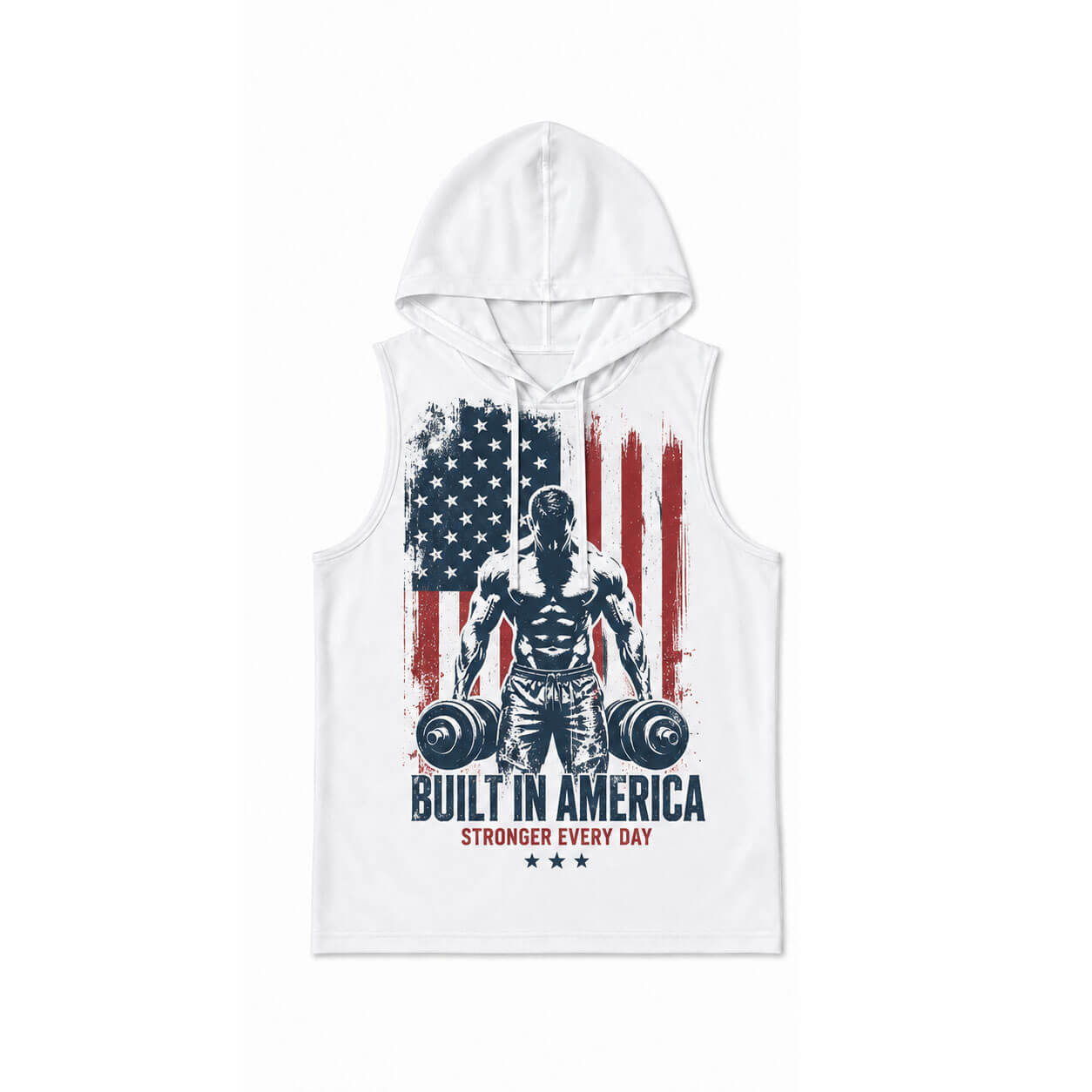 Built In America Men's Workout Hooded Tank Top