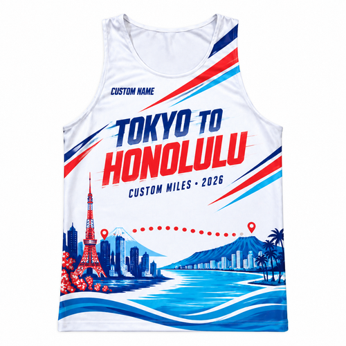 Custom Name Miles Tokyo to Honolulu Running Tank Top