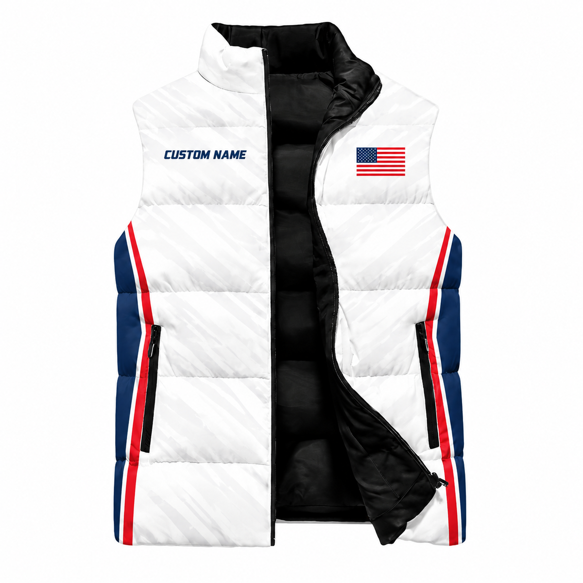 White American Heritage Sleeveless Running Puffer Jacket