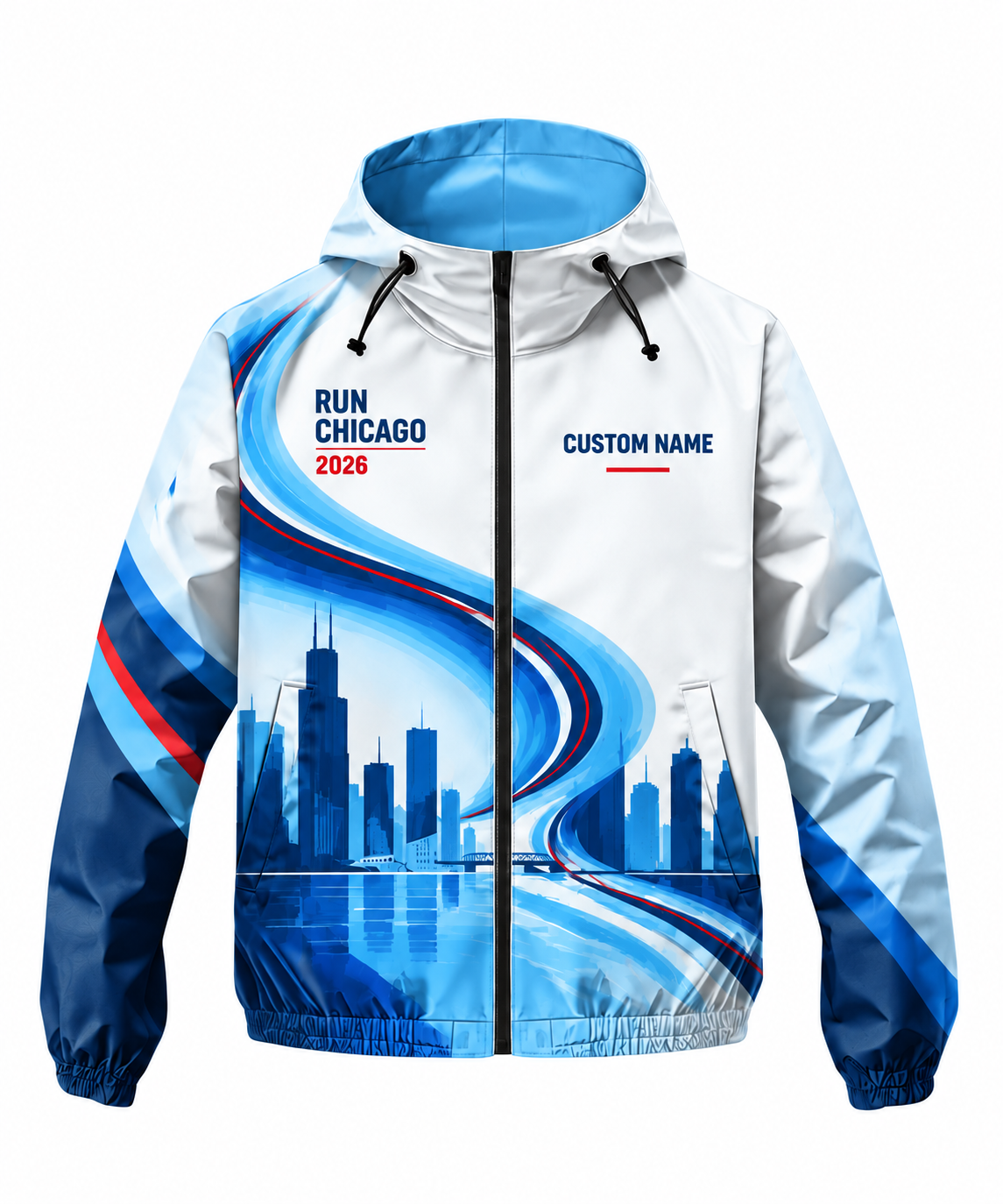 Custom Name Chicago River Motion Running Windbreaker Jacket
