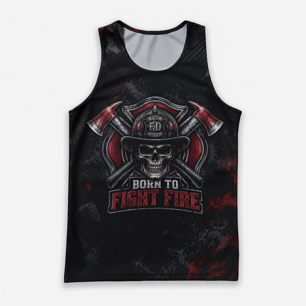 Men's Running Tank Top Firefighter Born To Fight Fire Running Singlet V2