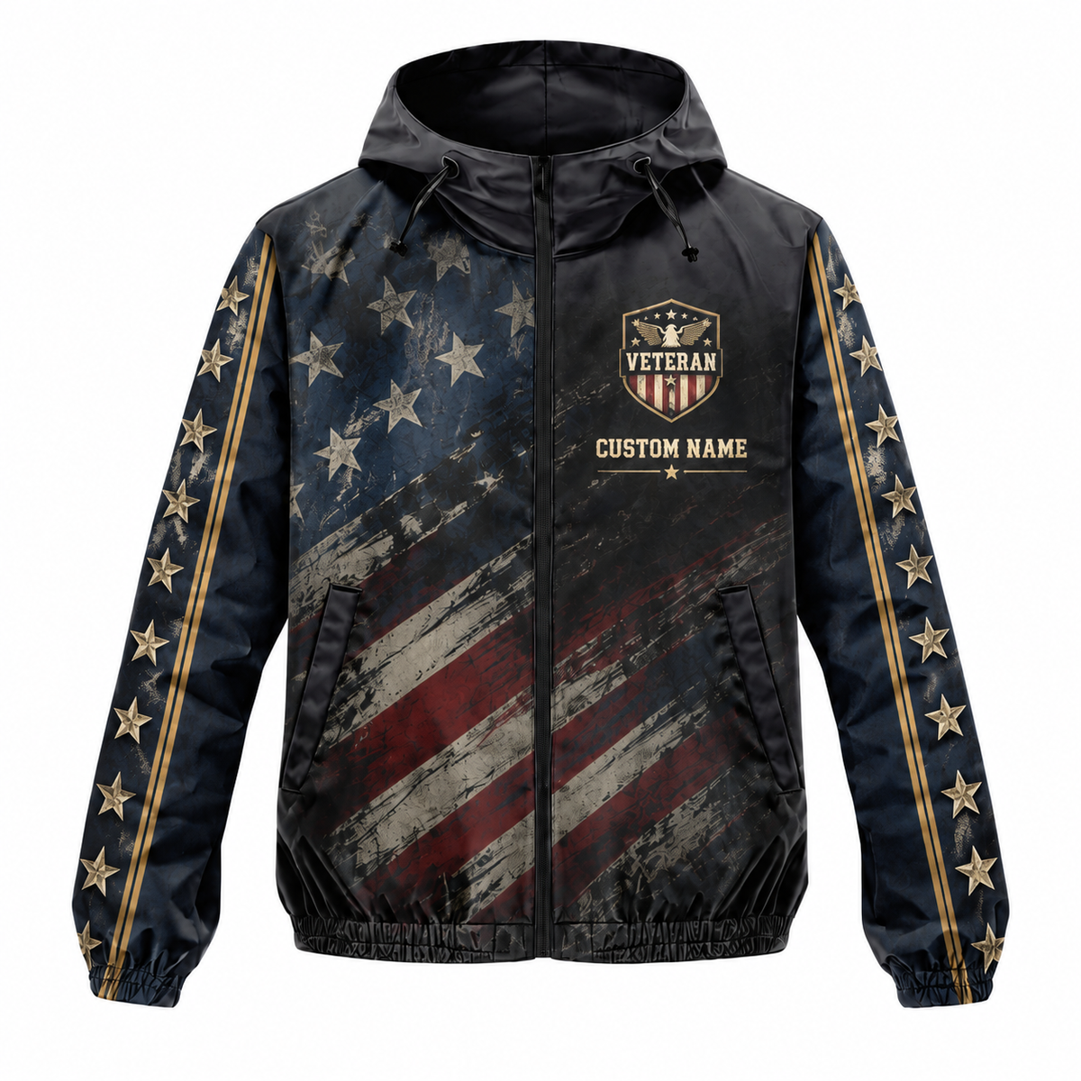 Custom Name Honor Service Sacrifice Veteran Running Windbreaker Jacket