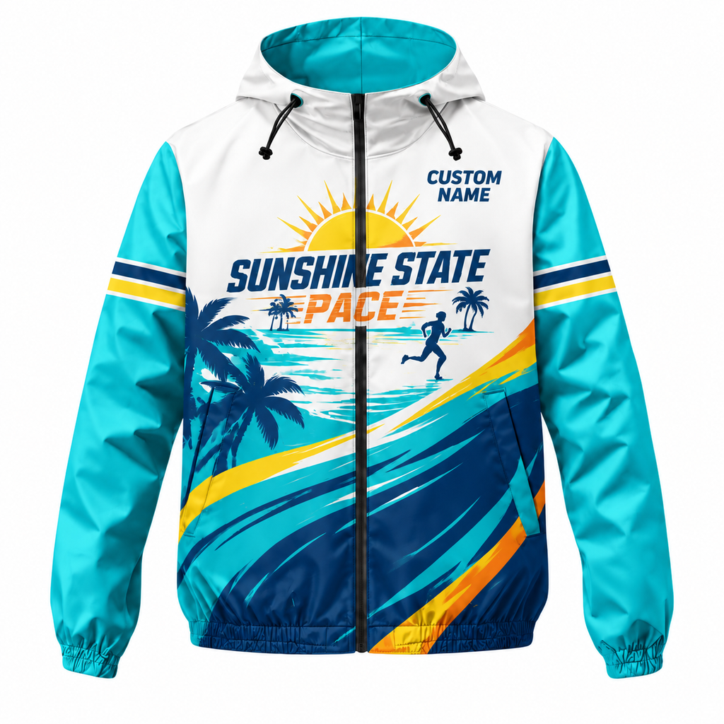 Custom Name Sunshine State Pace Florida Running Windbreaker Jacket
