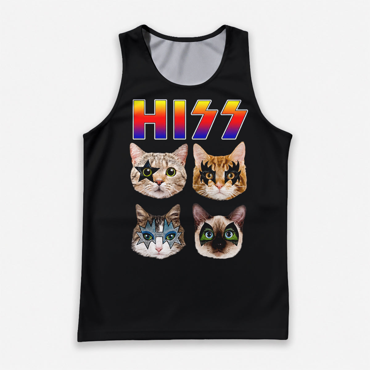Cat Running Tank Top Hiss Rock Cats Running Singlet for Men and Women