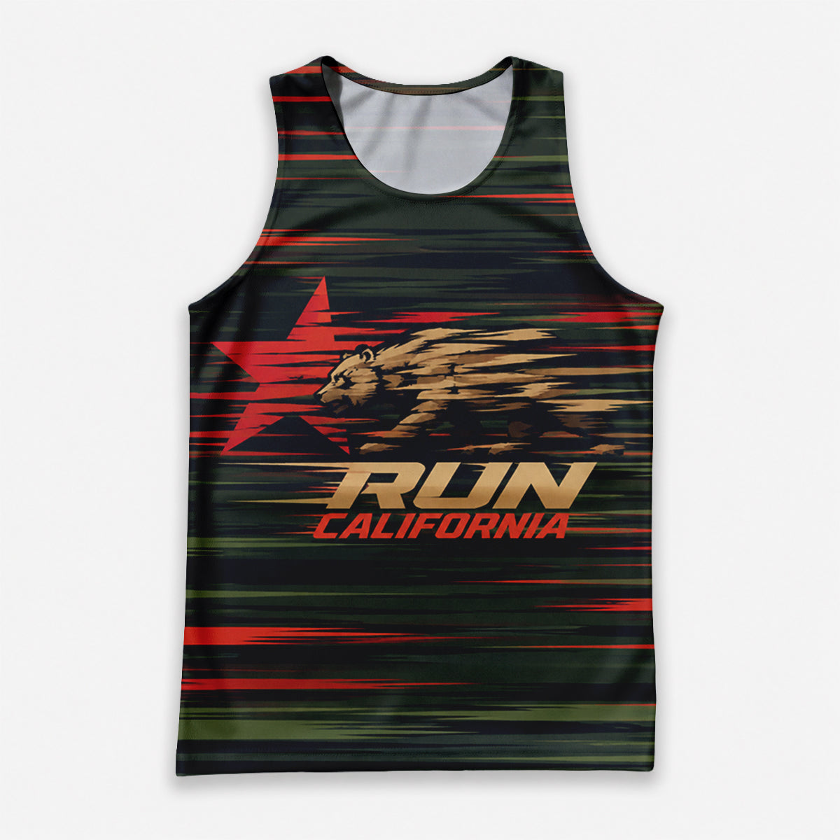 Cali Flag Speed Lines California State Running Tank Top