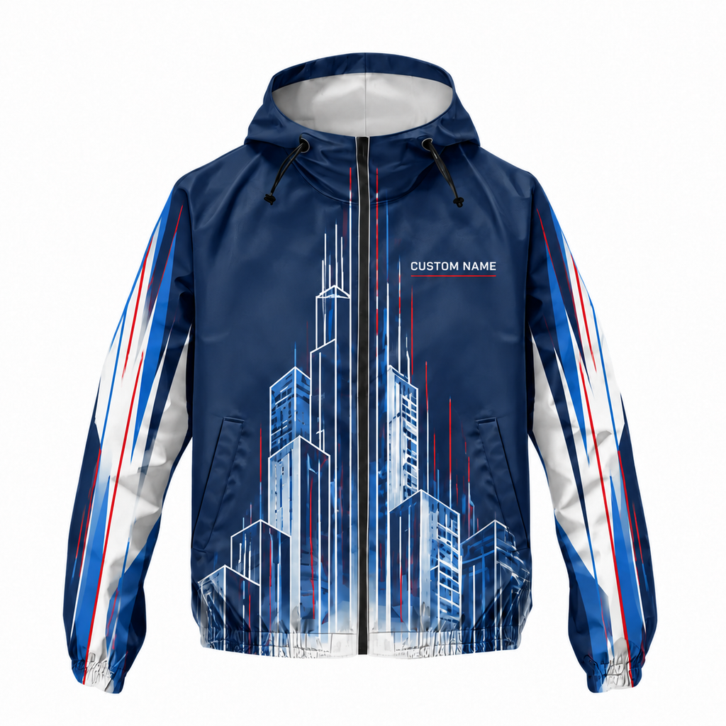 Custom Name Chicago Architecture Runner Running Windbreaker Jacket