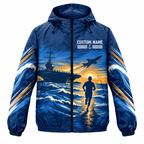 Custom Name Navy Carrier Runner Running Windbreaker Jacket