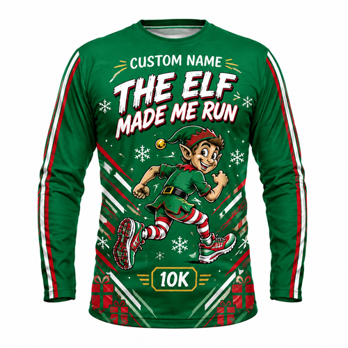 Custom Name Elf Made Me Run Running Long Sleeve Shirt