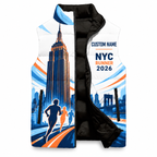 Custom Name Empire State Finish Line Sleeveless Running Puffer Jacket