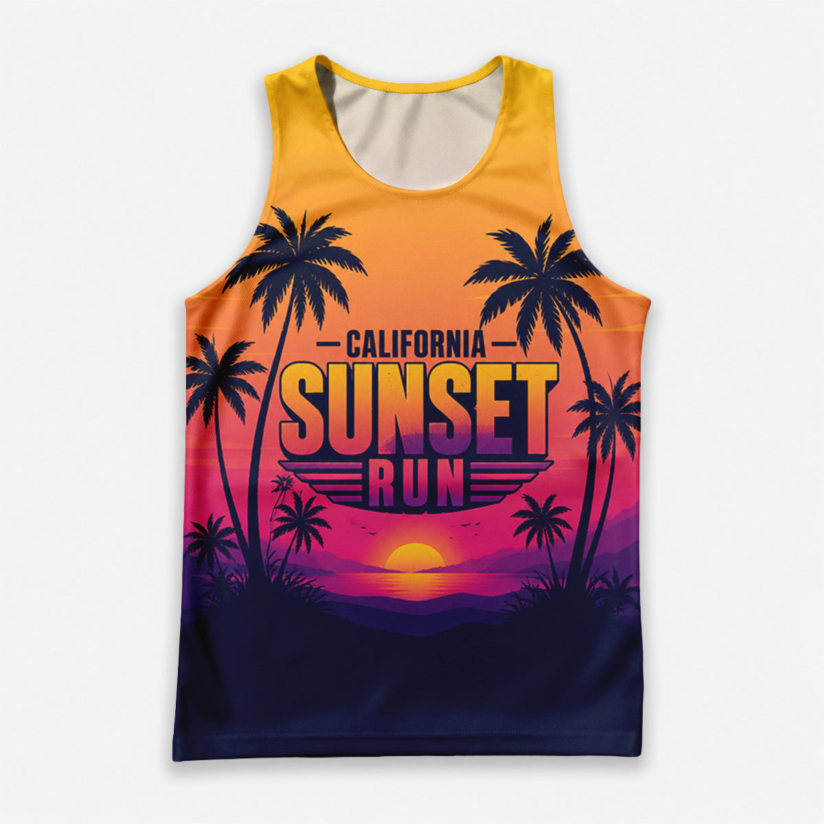 Cali Sunset Palms California State Running Tank Top