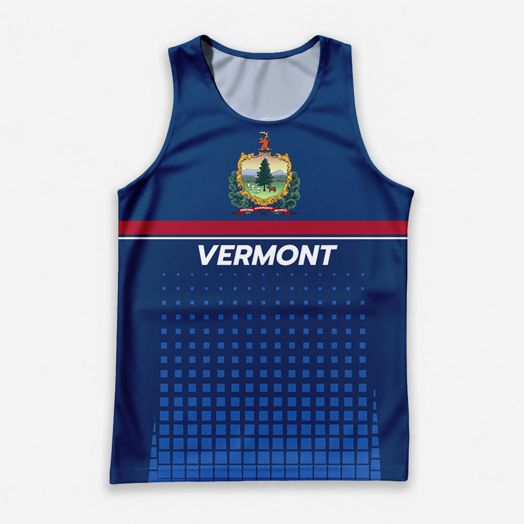 Patriotic Tech Running Tank Top - Vermont State Pride Running Singlet