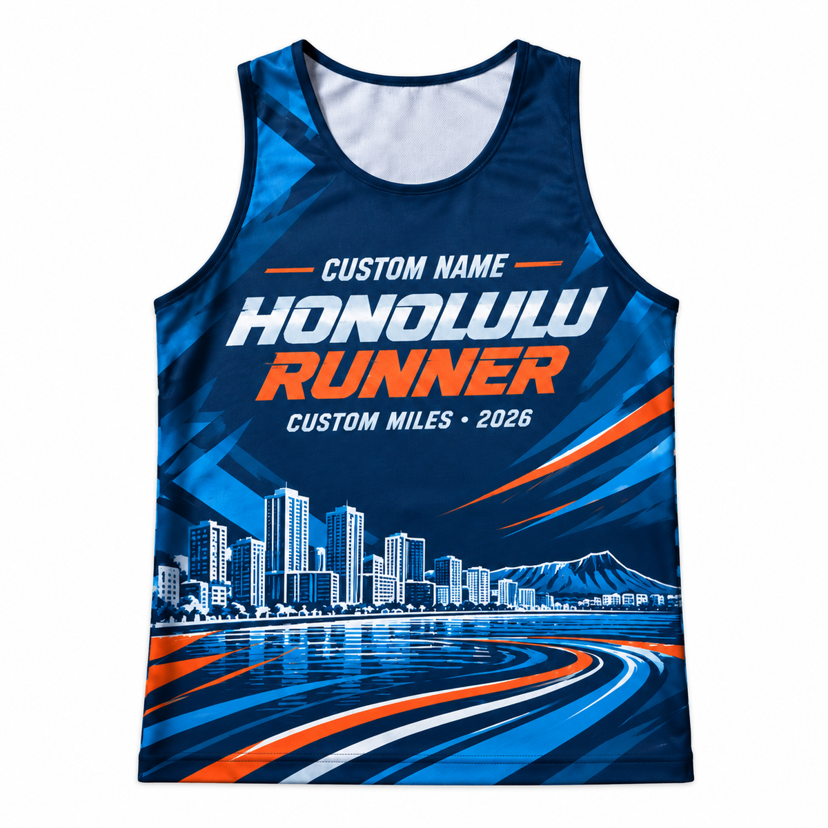Custom Name Miles Honolulu Skyline Runner Running Tank Top