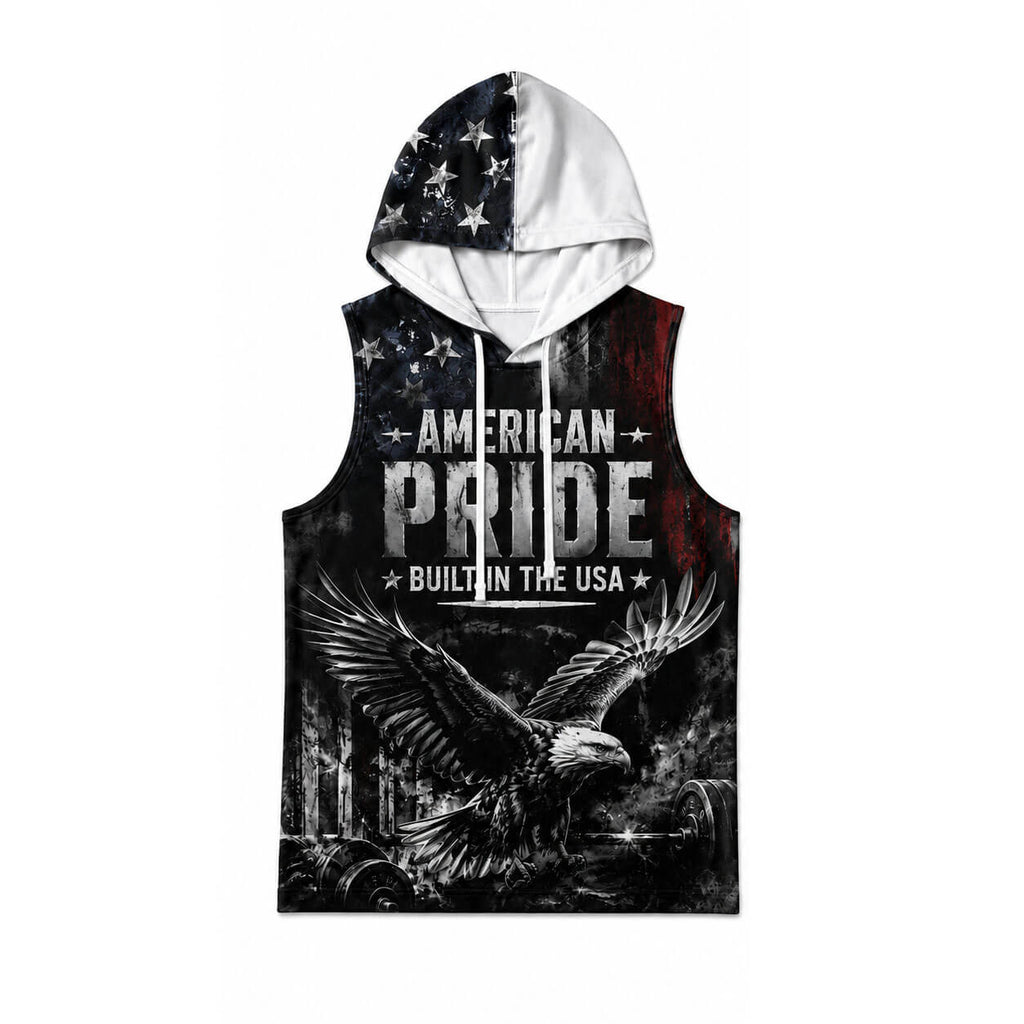 Strong Blessed American Men's Workout Hooded Tank Top