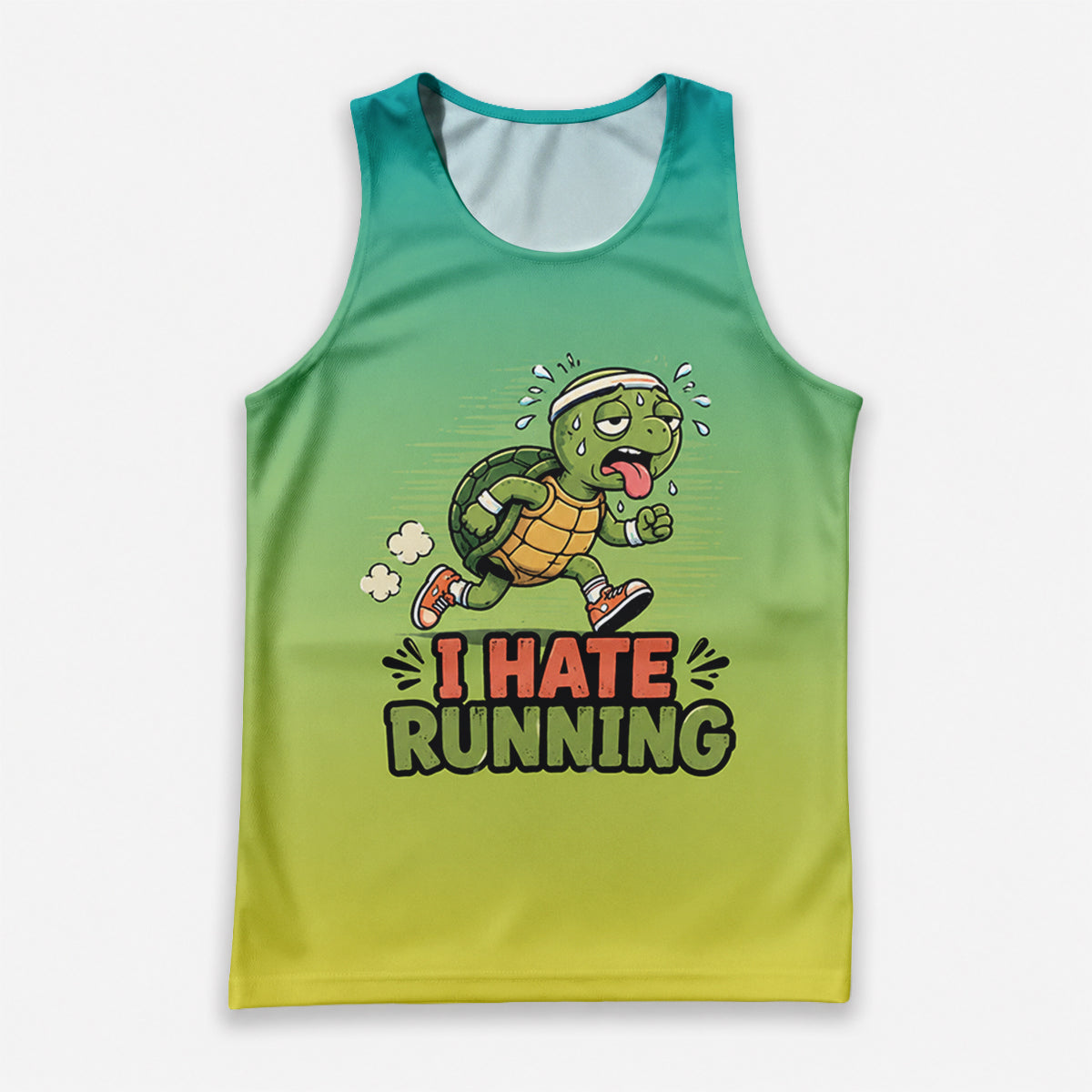 Funny Running Tank Top I Hate Running Turtle Tech Singlet V2