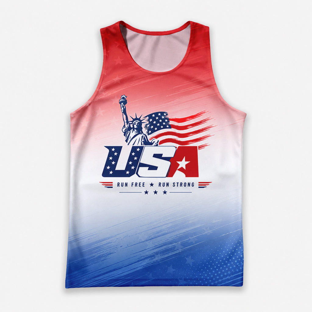 Patriotic Tech Running Tank Top - American Flag Running Singlet