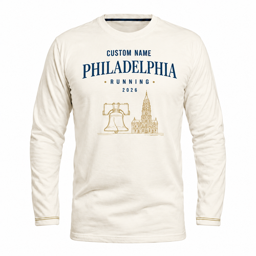 Custom Name Philadelphia Ivory Gold Miles Running Long Sleeve Shirt