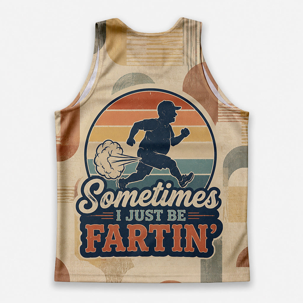 Funny Dad Running Tank Top I Just Be Fartin' Tech Singlet