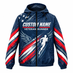 Custom Name Stars Stripes Veteran Runner Running Windbreaker Jacket